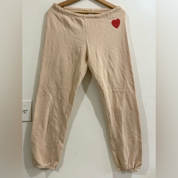 WITH LOVE FROM Pants - WITH LOVE FROM Women's Cream Jogger Pants with Red Heart Accent